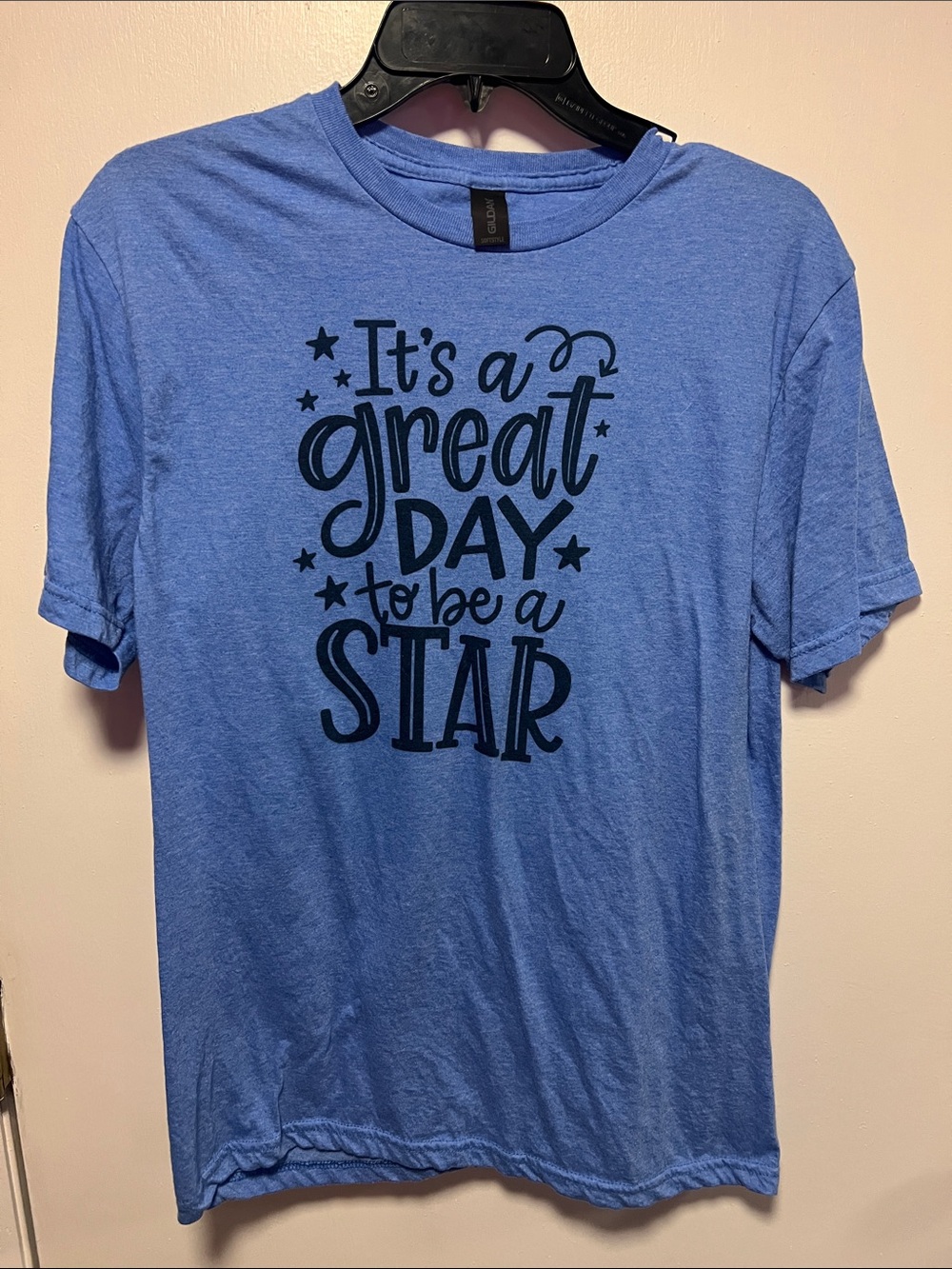 Gildan Blue Short Sleeve Tee with Black Star Script
